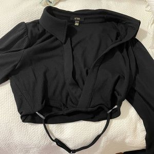 AFRM cropped black long sleeve